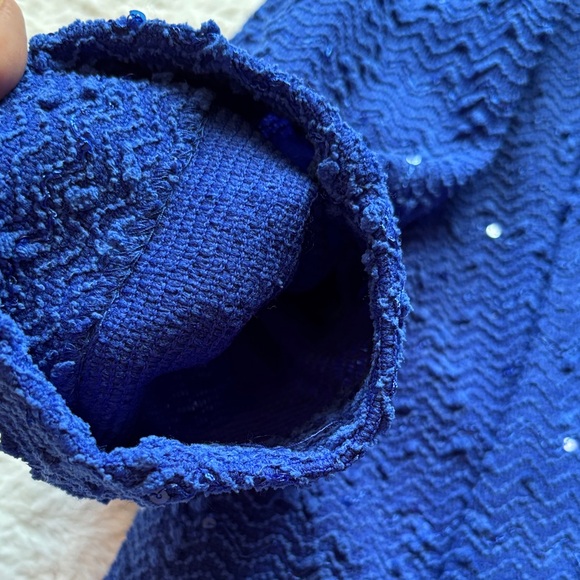 Alfred Dunner Royal Blue Textured Sequin Open-Front Blazer - Picture 9 of 10